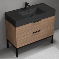 Modern Bathroom Vanity, Walnut, 40 inch, Free Standing